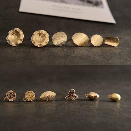 10pcs Korean Fashion Hanging Opening Hanging Invisible Ear Pin Round Oval Trendy Stud Earrings For Women Diy Jewelry Accessories