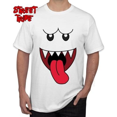 100% Cotton Boo Design Funny Face Print Men T-Shirt Crew Neck T Shirt Casual Men Cool Tee