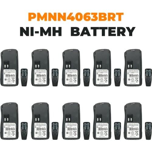 10x PMNN4063BRT Ni-Mh Replacement Battery for Motorola AXU4100 CP125 GM338 GM398 GP2000 Two Way Radio Battery with Belt Clip