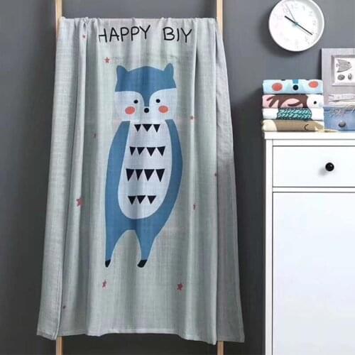 110*125cm Double Layer Bamboo Cotton Gauze Bath Towel Baby Cartoon Comfortable Towel Adult Bath Towel
