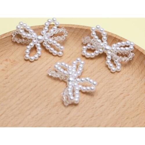 4pcs Fashion Trendy exquisite pearl crystal Earrings For Women Girls elegant bowknot hollow round pendant diy jewelry accessorie