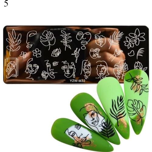 Abstract Face Design Stamp Plates Woman Leaf Flower Butterfly Pattern Nail Art Stamping Template Printing Stencil Image Tool