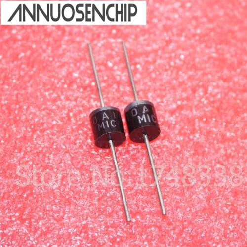 Free shipping 100PCS 10A10 1000V 10A R-6 Axial Rectifier Diode New original