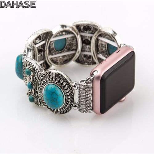 DAHASE Turquoise Watch Band Jewelry Strap Bracelet for Apple Watch iWatch 42mm 38mm 44mm 40mm Wristband with Adapters