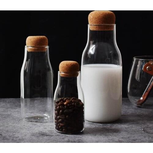 150/300/700ml Storage Bottle Spices Sugar Tea Coffee Cork Stopper Glass Jar Can Featuring exquisite hand-blown process, it is