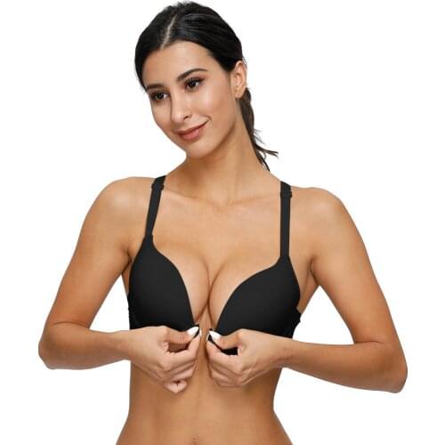 New Arrival Women Ladies Front Buckle Thin Padded Push Up Strength Lace Bralette Sexy Lingerie Bras For Women EU US CA UK Size