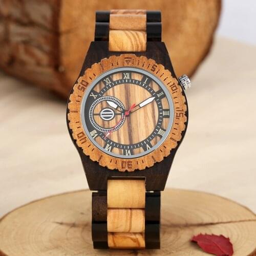 Circle Geometric Dial Wooden Watch Mens Watches Natural Full Woody Bangle Clock Male Quartz Wristwatch Reloj de madera 2020 NEW