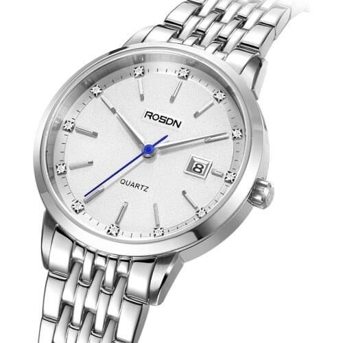 Luxury Brand ROSDN Couples Watches Japan Quartz Movement Women‘s Watches Waterproof Sapphire Full Stainless Steel Clock R3635W