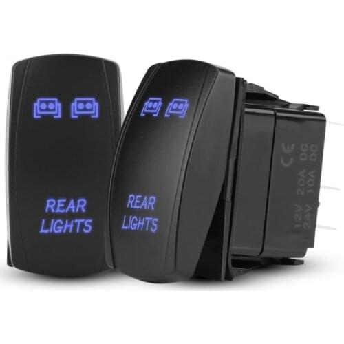DC 12V 24V Blue LED Light Laser Rocker Switch 5 Pin Rear Light ON-OFF Switch for Car Boat Car accessories