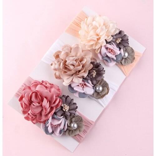 Toddler Girls Kid Baby Bow Hairband Elastic Headband Cute 3D Flower Stretch Turban Flower Head Wrap Princess Hair Accessories