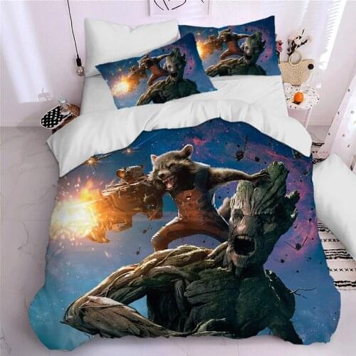 Disney Guardians of the Galaxy Film 3D Groot Bedding Set Twin Size Quilt Duvet Cover Queen Bedspread Children Kids Bedroom Decor