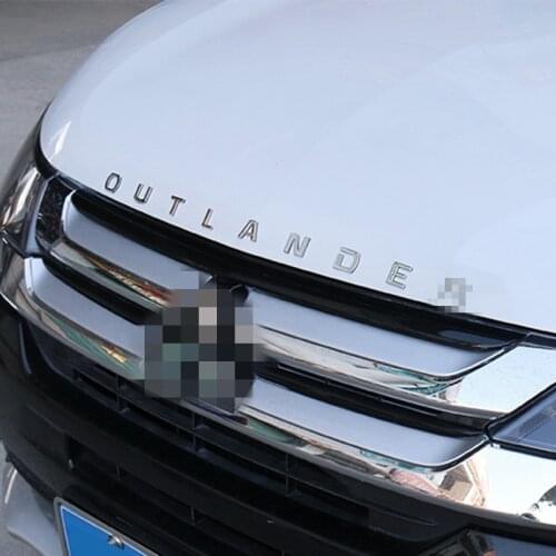 For Mitsubishi Outlander Chrome Car 3D Letters Hood Emblem logo Badge car sticker For Outlander Wording 3D Letter accessories