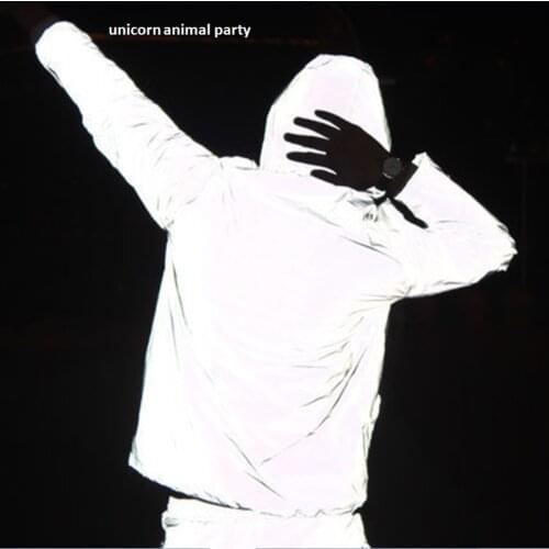 Men women 3m reflective jacket casual hiphop windbreaker night sporting coat fluorescent clothing