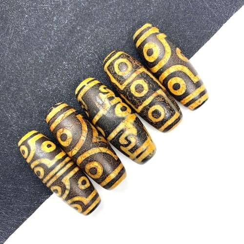 Ancient Gemstone Mysterious Dzi Bead Agate Power Stone 6 Eyes 9 Eye Dzi Beads Religious Belief DIY Bracelet Necklace Accessories