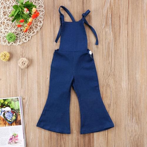 1-6Years Toddler Kids Baby Girl Jeans Jumpsuit Bandage Strap Bib Pants Overalls Blue Denim Jumpsuits Playsuit Children Clothes