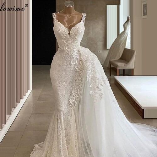 Elegant White Lace Wedding Dresses 2020 Mermaid Plus Size Brides Dresses Long Special Vestido De Noiva Wedding Party Gowns