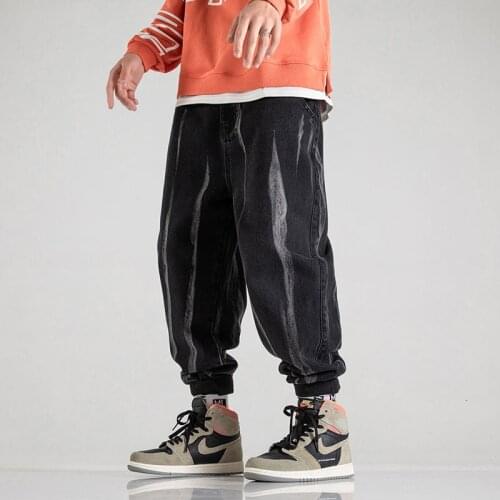 2021 Mens Black Color Baggy Homme Jeans Loose Printing Casual Pants Streetwear Hip Hop Fashion Biker Denim Trousers M-5XL