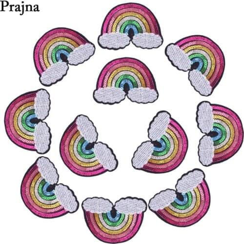 Prajna 10PCS Cheap Rainbow Sequins Patches Gay Logo Iron On Badges For Clothing DIY Jacket Ornaments Wholesale Appliques