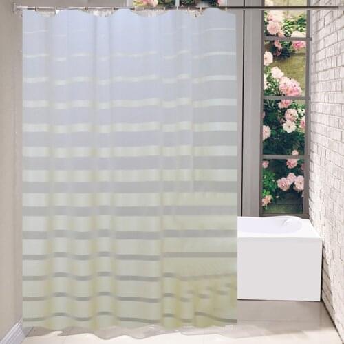 2019 New Plastic Shower Curtains White Striped Bath Screen For Home Hotel Bathroom Waterproof Mold Proof Curtain With Hooks