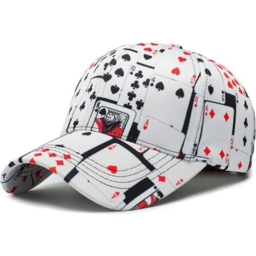 JUMAOM002 New Womens Casual Cotton Baseball Caps Poker Print Hip hop Snapback hat Golf hat Dad Cap Gorros