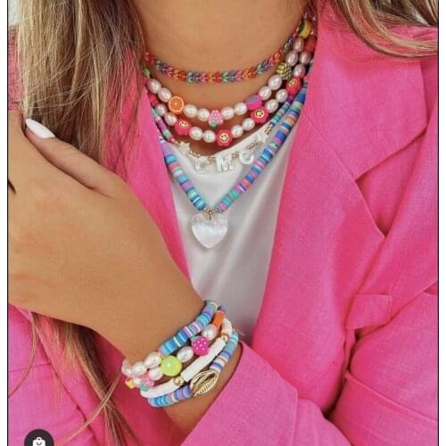 New Bohemian Pearl Bead Colorful Flower Glass Beads Weaving Handmade Necklace Clavicle Chain Choker Jewelry