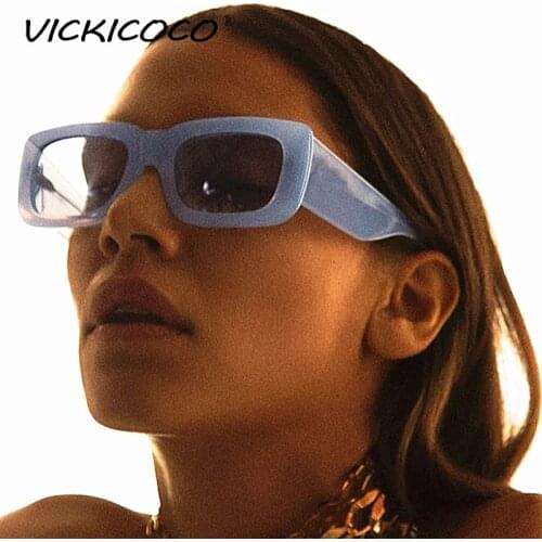 Retro Wide Leg Square Blue Black Sunglasses Women New Luxury Brand Gradient Sun Glasses Men Hip Hop UV400 Eyewear Female Sahdes