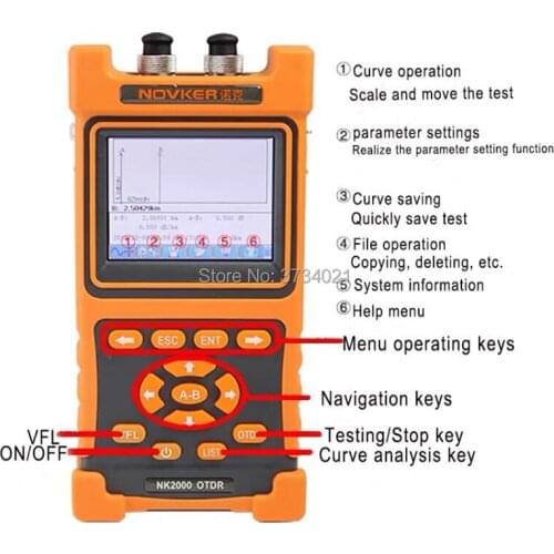 Handheld mini OTDR Ftth NK2000 OTDR 1310/1550nm 30/28dB,Integrated VFL Touch Screen Optical Time Domain Reflectometer