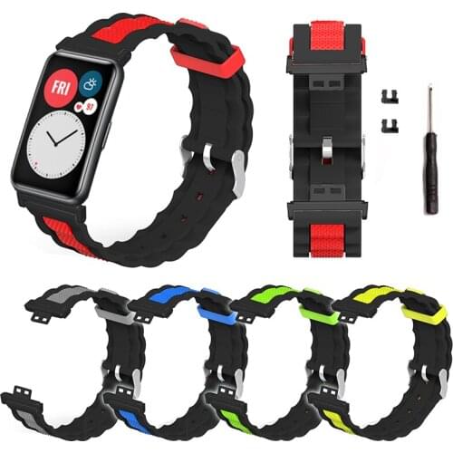 Dual Color Silicone Wrist Band Fashion Watches Bracelets Replacement Watchbands Strap With Tool For Huawei Watch FIT Accessories