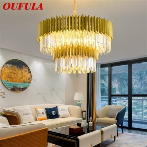 OUFULA Gold Luxury Chandelier Lamp Postmodern Pendant Light Fixtures Home LED Decorative for Living Dining Room