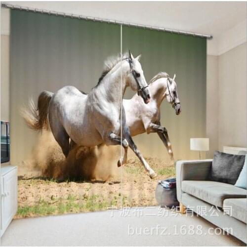 3D Window Curtain Horse print Luxury Blackout Curtains For Living Room office Bedroom Drapes Cortinas Rideaux Customized size
