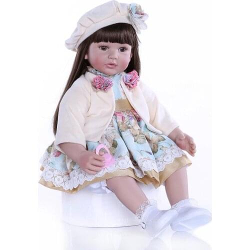 24" Silicone Reborn Baby Doll Toys 60cm Adoras Princess Girl Alive Bebe reborn Toddler bonecas Brinquedos NPK Collection DOLL