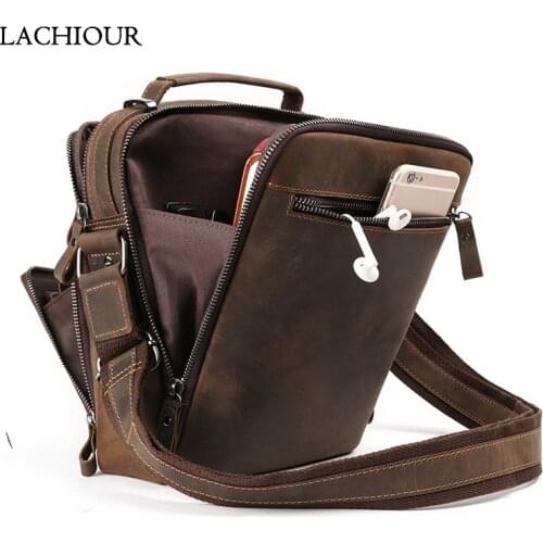 Men Crazy Horse Leather Crossbody Bag Male Genuine Leather Shoulder Messenger Bag for Mens Travel Handbag Male Bolsas Sac