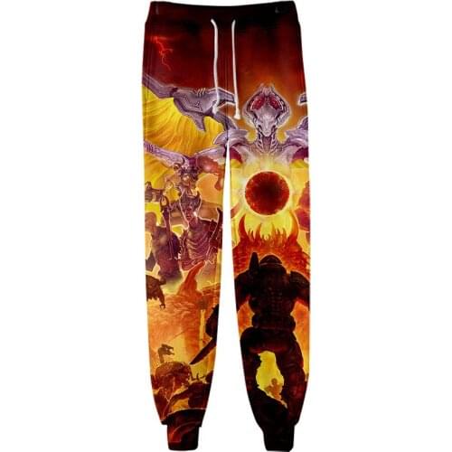 Doom Eternal autumn winter 3d sports pants unisex role-playing harajuku sweatpants plus velvet thickening hip hop trousers