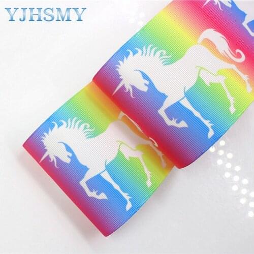 YJHSMY C-17529-926,10 yards,75 mm Cartoon horse Thermal transfer Printed grosgrain Wedding Accessories wedding gift wrap DIY