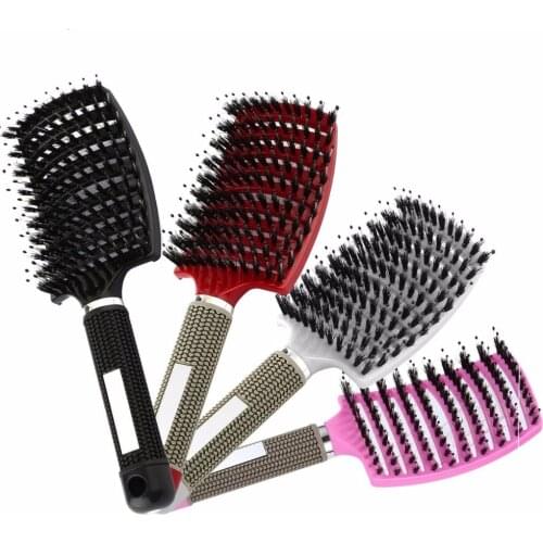 Women Hair Scalp Massage Comb Bristle & Nylon Hairbrush Curly Detangle Hair Brush for Salon Hairdressing Styling Tools