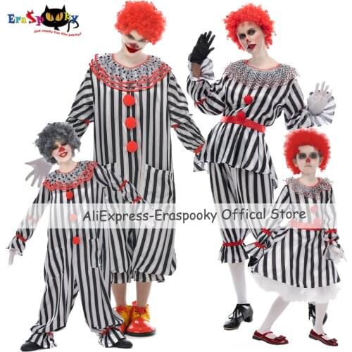 Eraspooky 2020 Halloween Fancy Dress Scary Clown Killer Cosplay Adult Women Pennywise Jumpsuit Party Kids Family Match Clothes