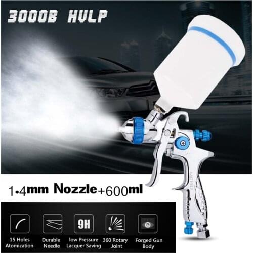 1.4mm Nozzle 600cc Professional Low Pressure Gravity Feed Paint Spray Gun Airbrush Car Finishing Coat Painting Spraying Tool