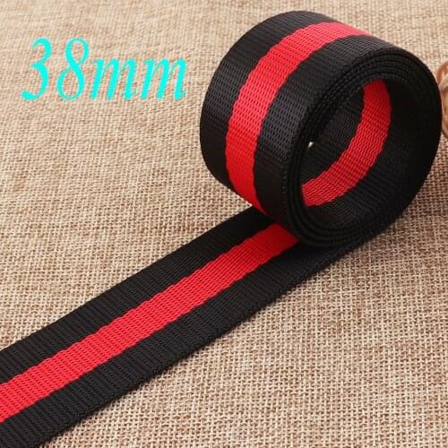 1.5" Black Red Striped Smooth Webbing Purse Strap Bag Webbing Woven Belt Pet Collars Leash tote bag handle 38mm