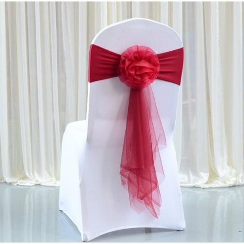 10/20/30pc/set Red Wine Wedding Chair Bow Decoration Stretch Chair Sashes Knot Ties For Wedding Party Hotel Banquet Chairs Decor
