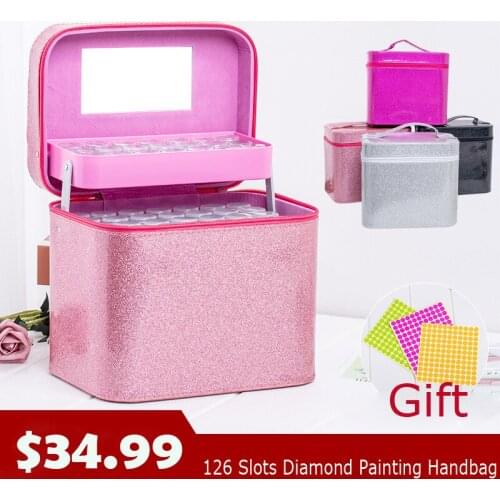 126 Slots Diamond Painting Accessories Bead Storage Bottle Diamond Painting Box Embroidery Multi-function Tools Kits Handbag
