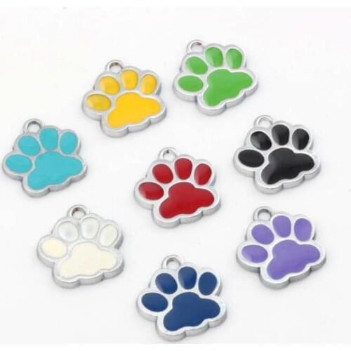 48Pcs Wholesale Zinc Alloy Mixed Color Enamel DOG PAW Charm Pendants 18x16mm ZH6166