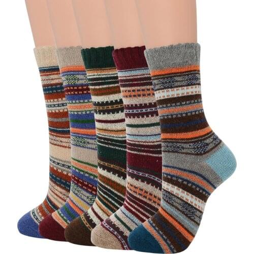 5pairs Casual Mens Soft Thick Warm Socks Rabbit Wool Blends Warm Winter Socks Men Retro Style Colorful Mans Socks Breathable