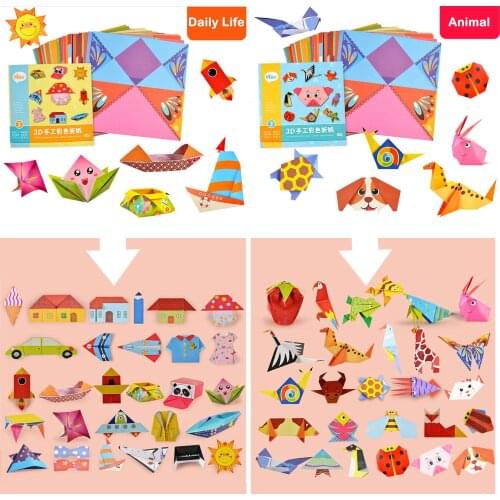 54 Sheets 3D Kids Origami Cartoon Animal Book Folding Paper for Children DIY Crafts Paper Art Projects Early Educational Toys