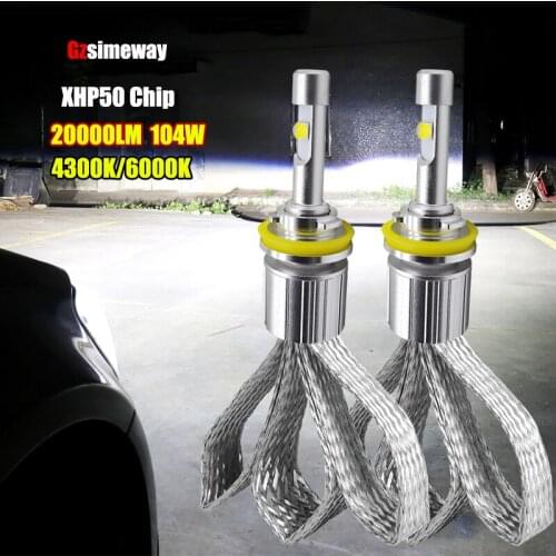 2PCS Car Light H7 LED H1 H4 9005 HB3 H9 9006 HB4 9012 H3 D2H H13 9004 Headlight 4300K 104W 20000LM Automotive Headlamp Bulbs 12V