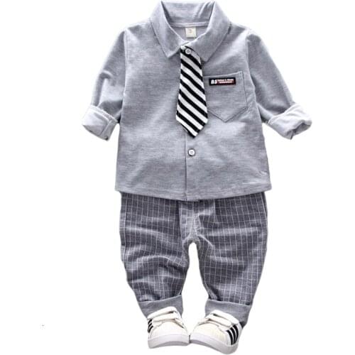 Spring Autumn Baby Clothes Suit Children Boys Solid Shirt Pants 2Pcs/sets Toddler Formal Clothing Infant Kids Cotton Tracksuits