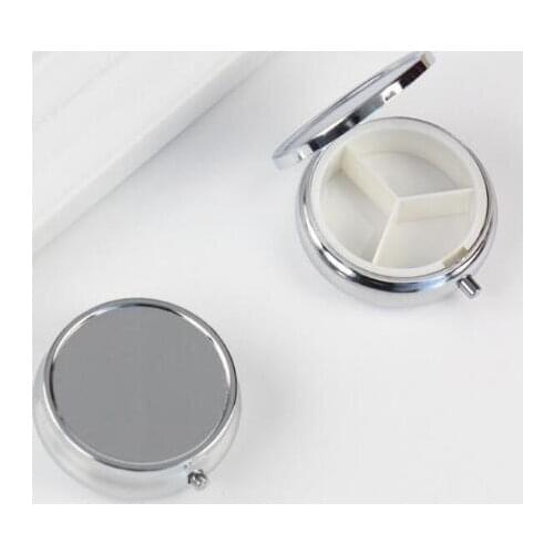 Diameter 5cm DIY Medicine Metal Organizer Container Silver Color Pill Box Blank Box Wholesale
