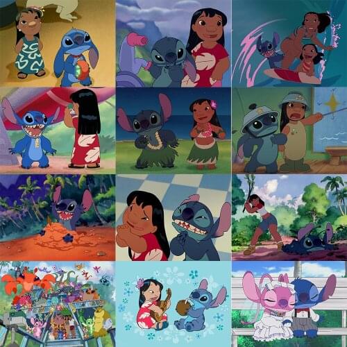 Disney 5d Diamond Painting "lilo & Stitch" Cartoon Brand Diy Home Decoration Painting Kit Rhinestone Mosaic Cross Stitch Gift