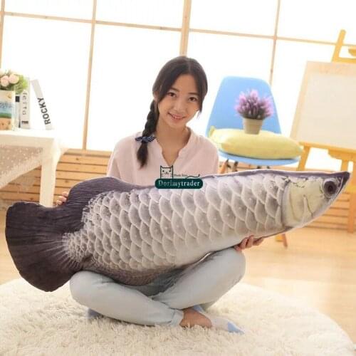 Dorimytrader 120cm New Soft Simulated Animal Arowana Plush Toy 47'' Large Fish Stuffed Pillow Kids Play Doll DY61441