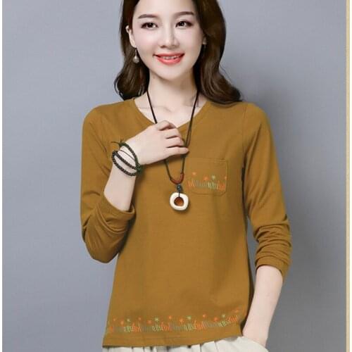 GGRIGHT Print T Shirt Women 2019 Autumn Tshirt Women Camiseta Mujer Casual Tops Pockets T-shirt Korean Style Tee Shirt Femme