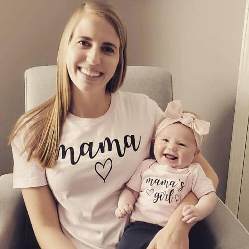 Mommy and Me Shirts Mama Mamas Girl Matching T-Shirts Mommy and Me Outfits Mother Daughter Shirts Gift for New Baby